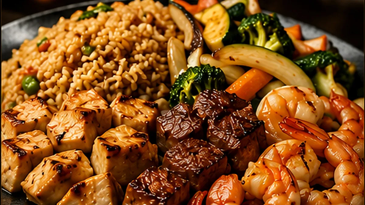 Classic hibachi package with chicken, steak, shrimp and vegetables